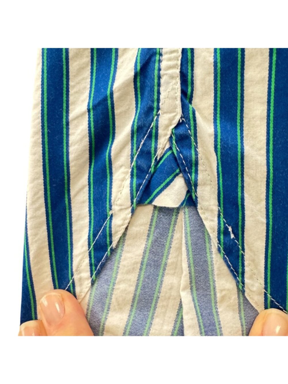 Y2K J. Crew Reimagined Blue Teal Striped Women's M Cotton Shirt Classic Preppy - Picture 10 of 13